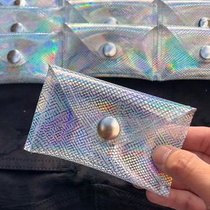 Handmade Shiny Iridescent Vinyl Clear Cardholder